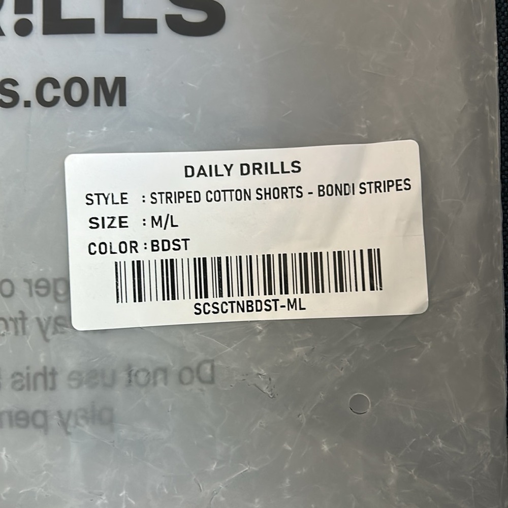 NWT Daily Drills Striped Cotton Shorts - Picture 5 of 5